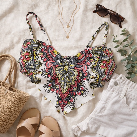 BECCA Other - BECCA Rebecca Virtue Paisley Bikini Top Medium Euro Summer Boho Glam Resort Swim